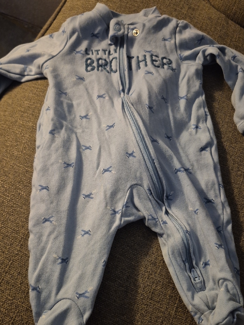 Carter's Light Blue 'Little Brother' Airplane Footie One-Piece